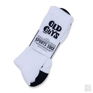 Old Guys Rule Stacked Logo Socks - White
